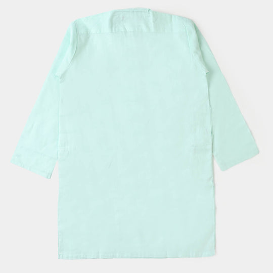 Boys Jacquard Basic Kurta - Mint Green