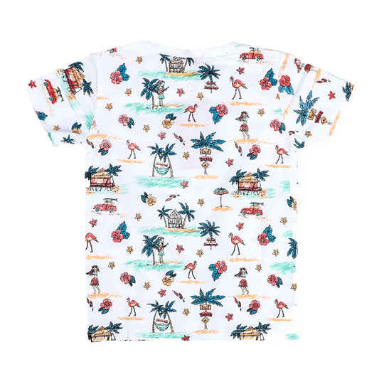Infant Girls T-Shirt Flamingo - White