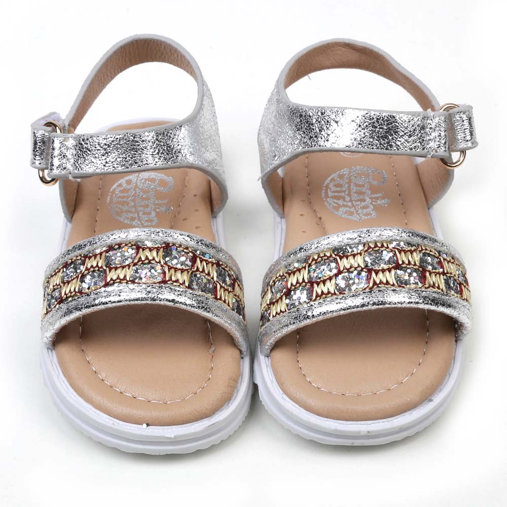 Fancy Shiny Sandal For Girls - Silver