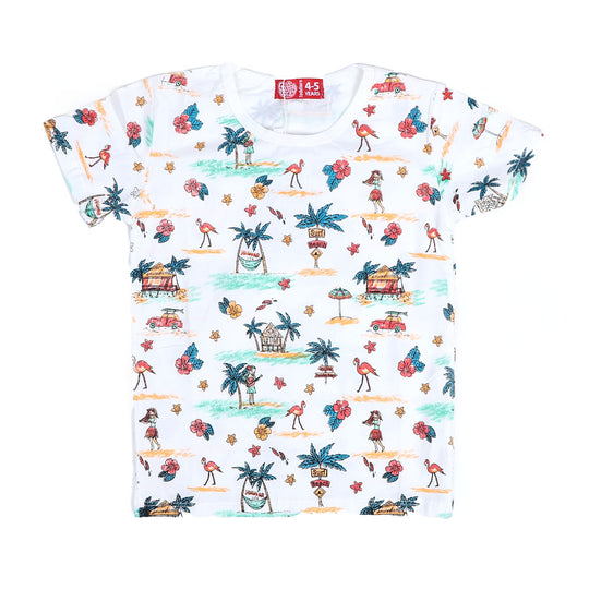 Infant Girls T-Shirt Flamingo - White