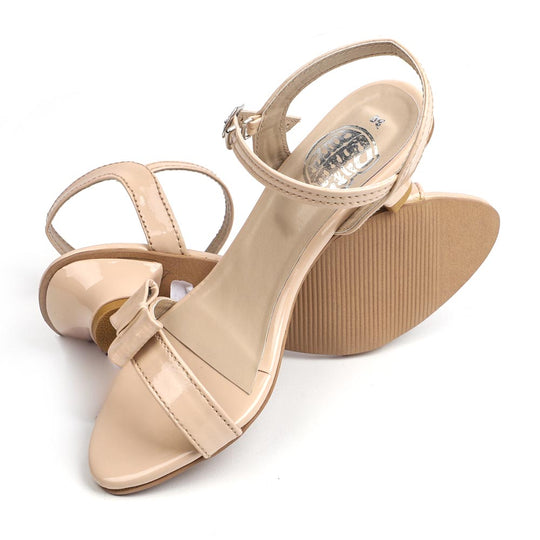 Fancy Heel Sandal For Girls - Beige