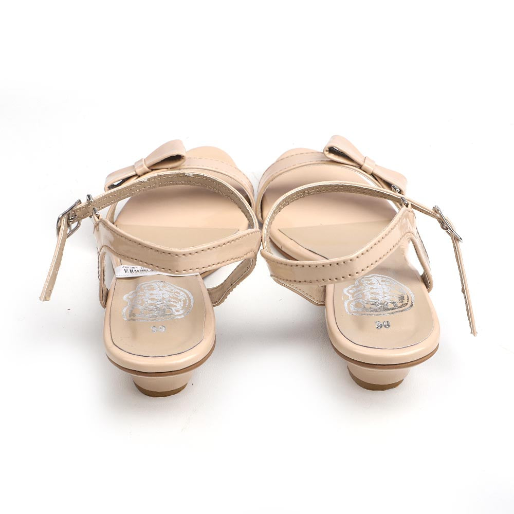 Fancy Heel Sandal For Girls - Beige