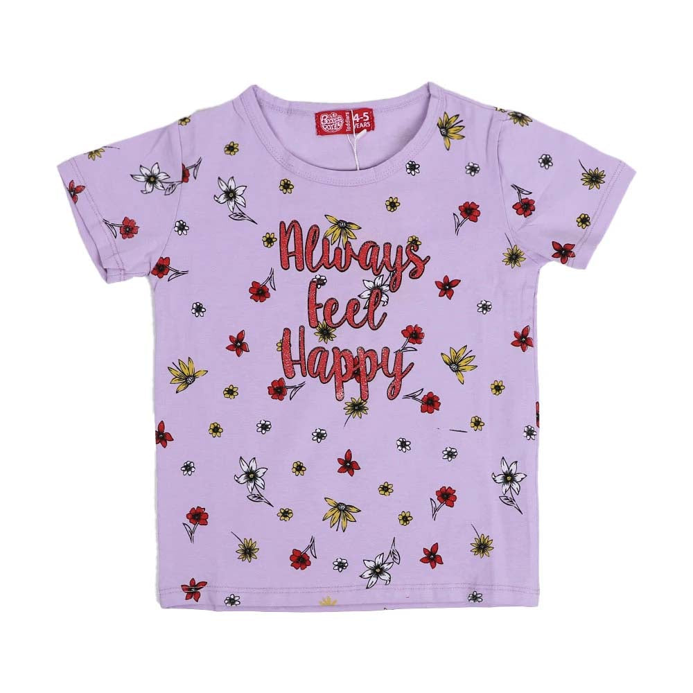 Infant Always Feel Happy T-Shirt For Girls - Purple