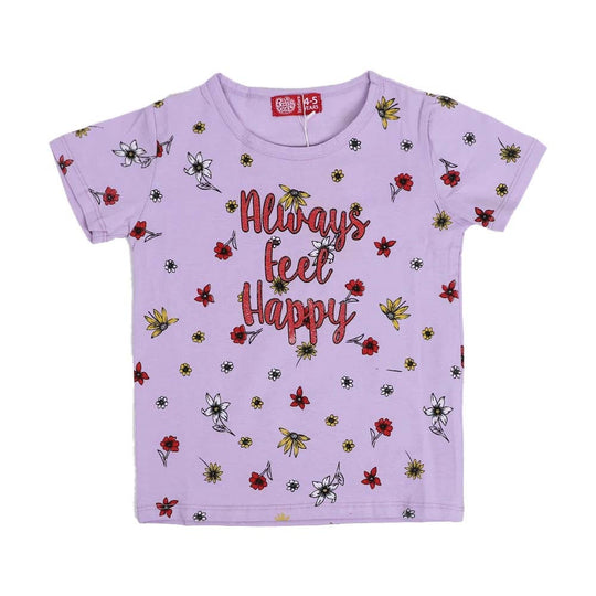 Infant Always Feel Happy T-Shirt For Girls - Purple