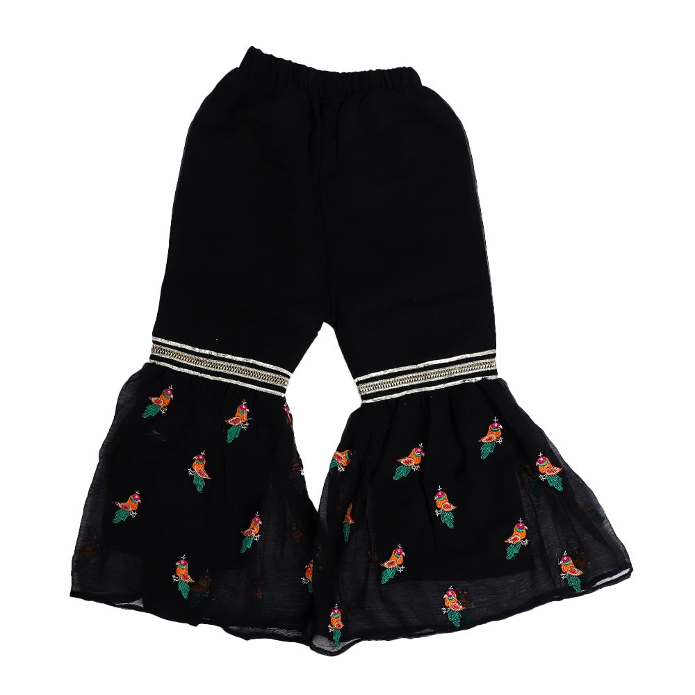 Fancy Eastern Parrot 3 PCs Suit For Girls - Black