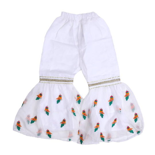 Fancy Eastern Parrot 3 PCs Suit For Girls - White