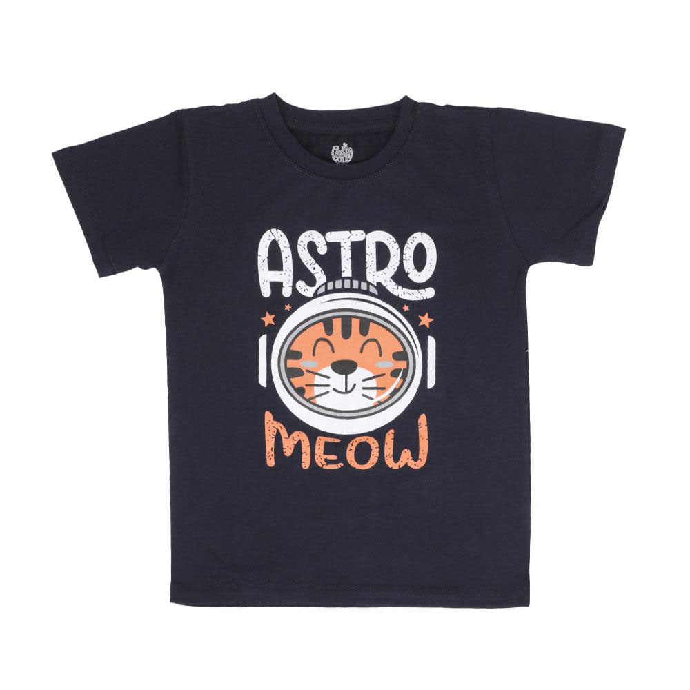 Infants Astro Meow T-Shirt For Boys - Navy