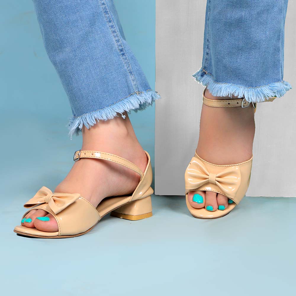 Heels Sandals For Girls - Beige