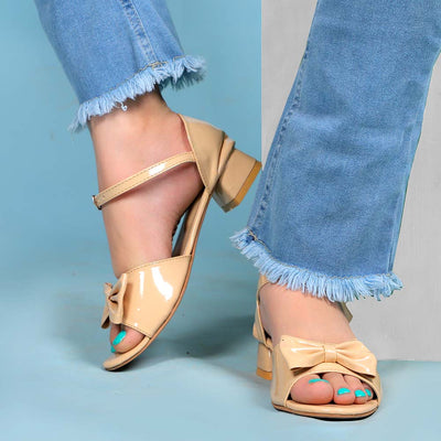 Heels Sandals For Girls - Beige
