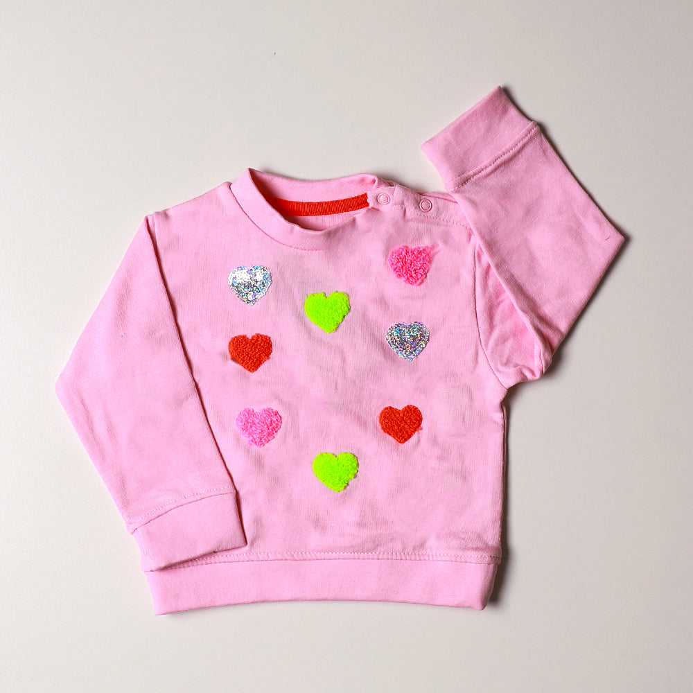 Girls Sweatshirt Seq Heart - Pink