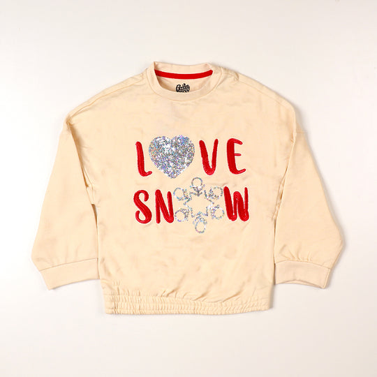 Girls Sweatshirt Love Snow - W-White