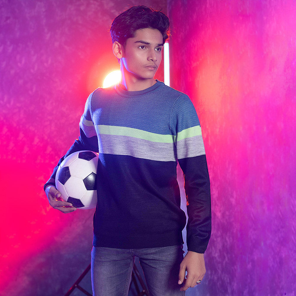 Boys Sweater Two Stripe-Multi