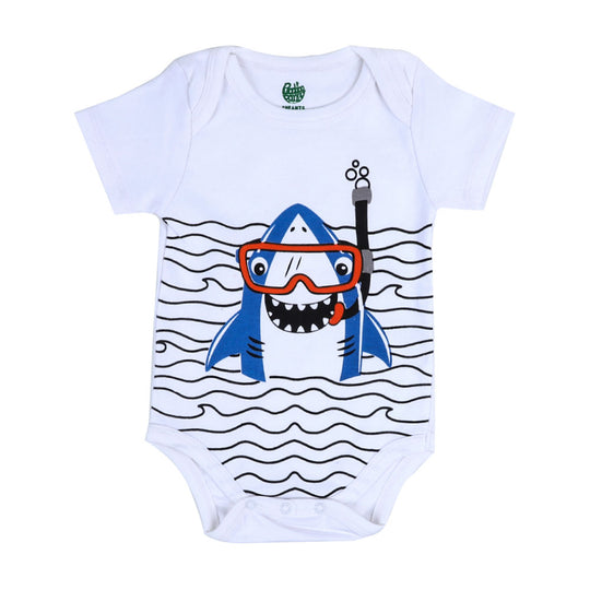 Shark Printed Romper For Infant- White (4999)