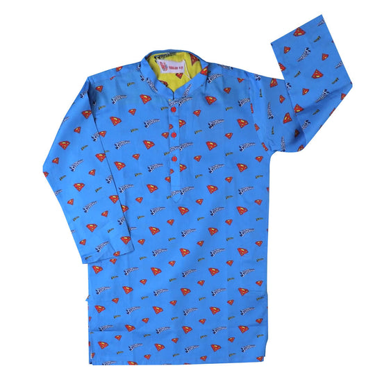 Digital Print Kurta For Boys - Blue