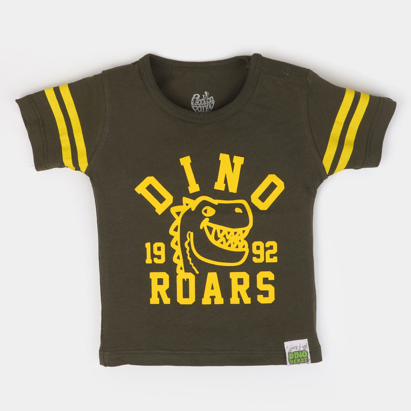 Infant Boys Cotton T-Shirt Dino Roars - Rifle Green
