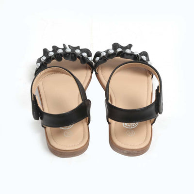 Fancy Pearls Sandals For Girls - Black