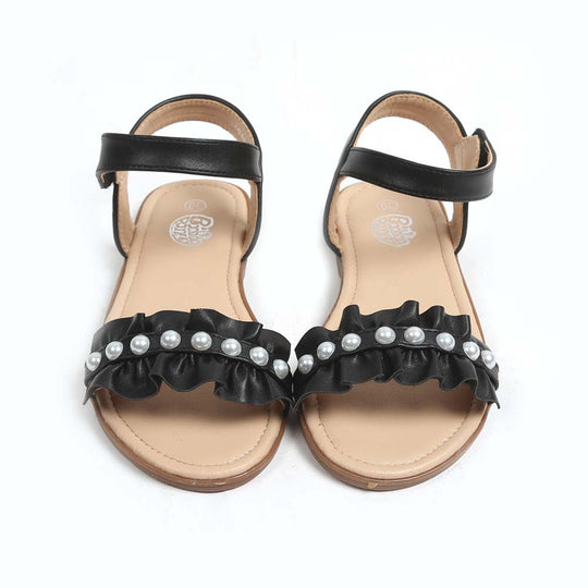 Fancy Pearls Sandals For Girls - Black