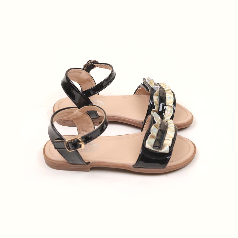 Fancy Style Strap Sandals For Girls - Black