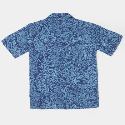 Teens Boys Cotton Casual Shirt Illusion - Royal Blue