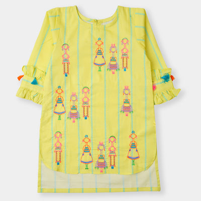 Girls EMB Kurti African Doll - Yellow