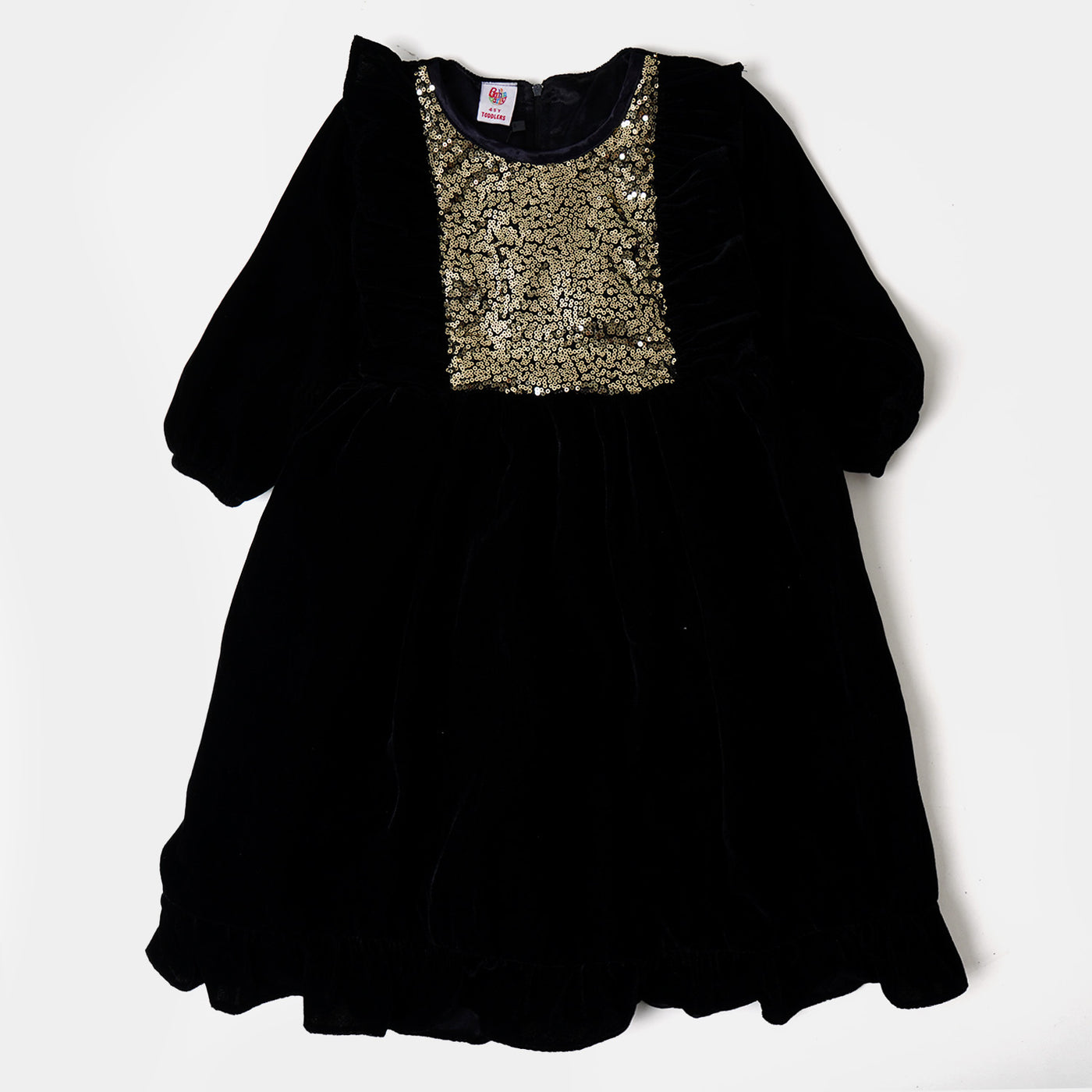 Girls Frock Fancy Velvet Frill Sequins