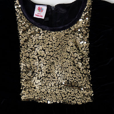 Girls Frock Fancy Velvet Frill Sequins