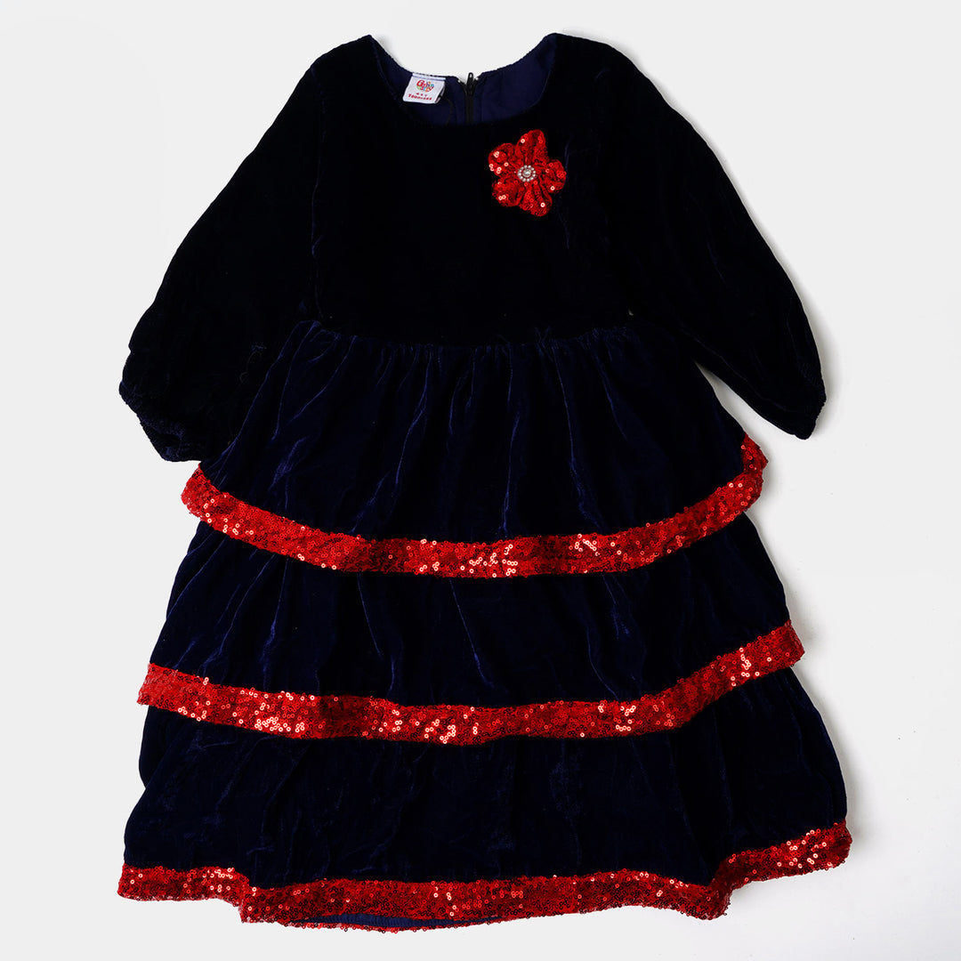 Girls Frock Fancy Layered Velvet Sequins