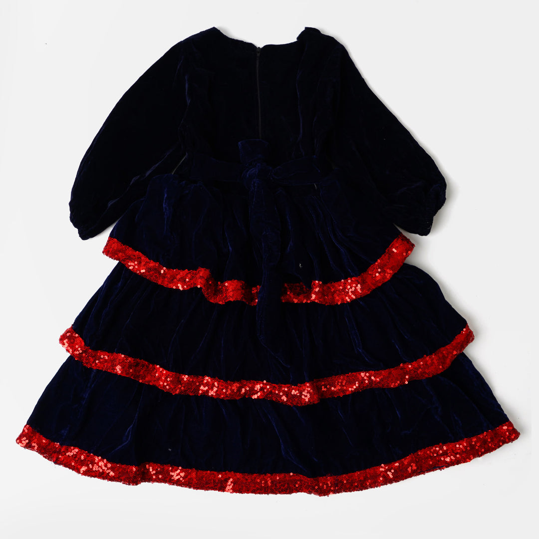 Girls Frock Fancy Layered Velvet Sequins