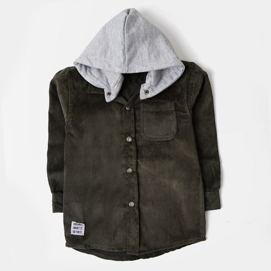 Boys Hooded Shirt Dream It - Dark Green