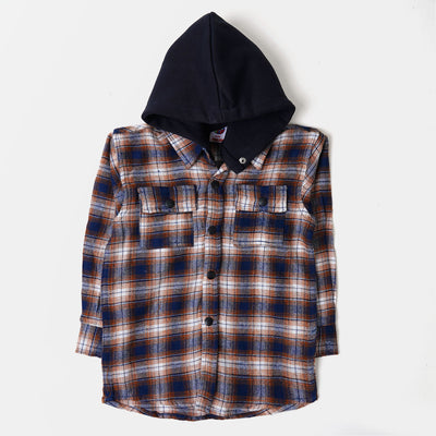 Boys Shirt Check Hood - Multi