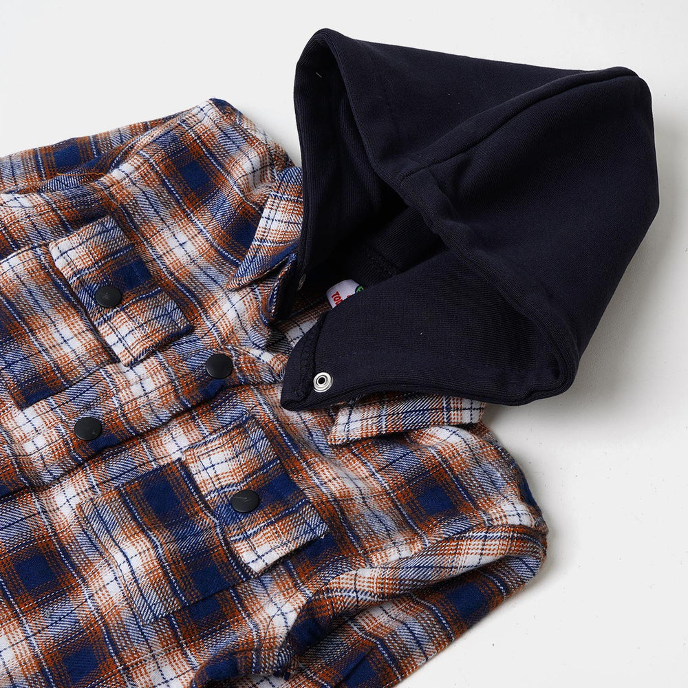Boys Shirt Check Hood - Multi
