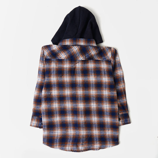 Boys Shirt Check Hood - Multi