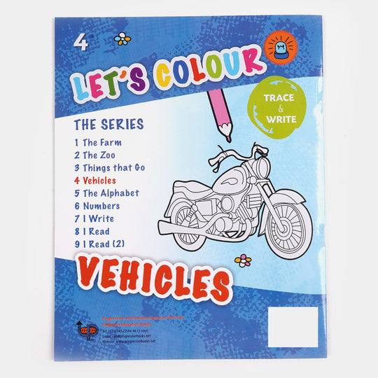 Let's Colour Vehicles Book For Kids