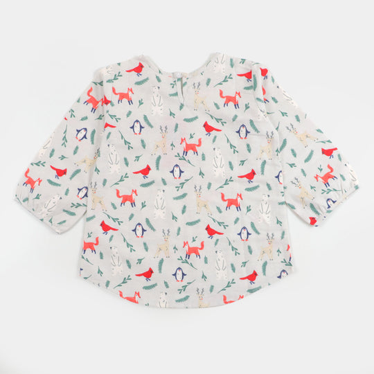 Girls Top Penguin - Off White