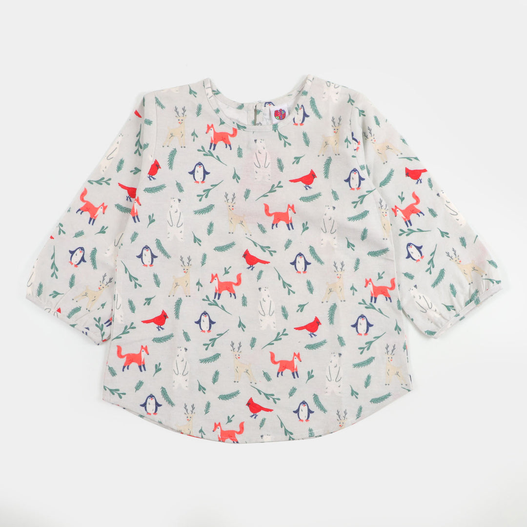 Girls Top Penguin - Off White