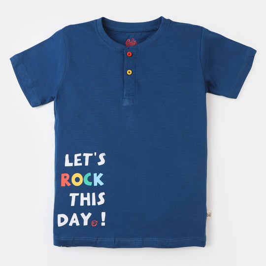 Boys T-Shirt Lets Rock - Blue Opal