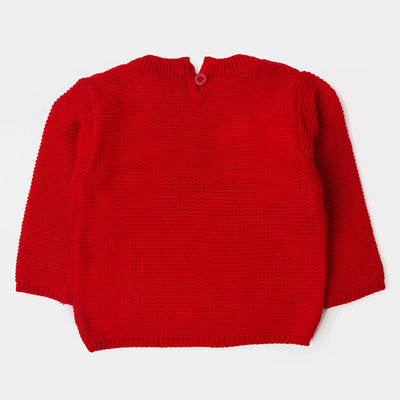 Infant Girls Sweater Flower - Red