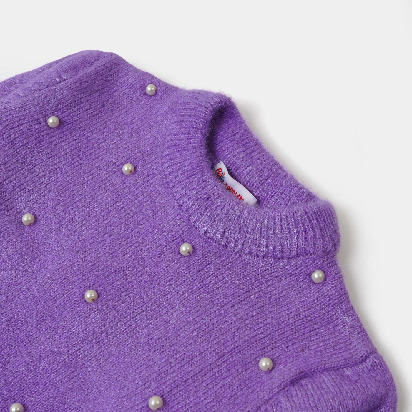 Girls Sweater Pearl Round Neck - Purple