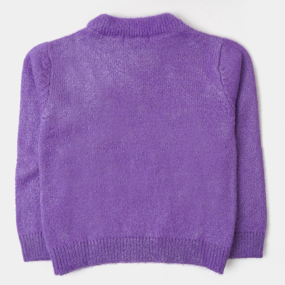 Girls Sweater Pearl Round Neck - Purple