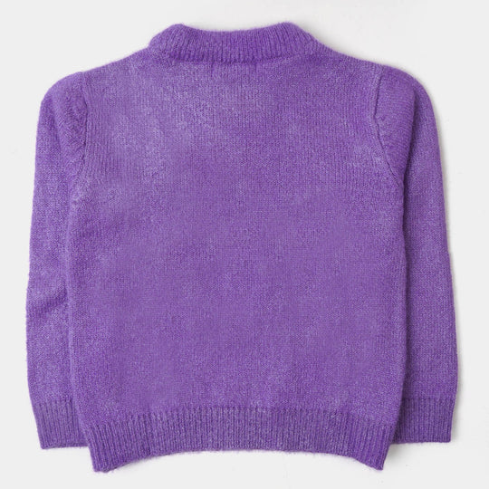 Girls Sweater Pearl Round Neck - Purple