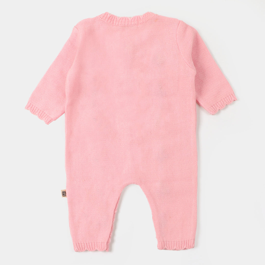 Infant Girls Winter Romper Flowers-Peach