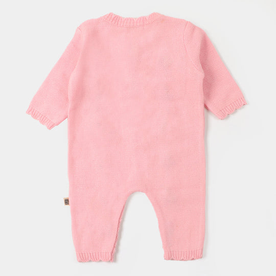Infant Girls Winter Romper Flowers-Peach