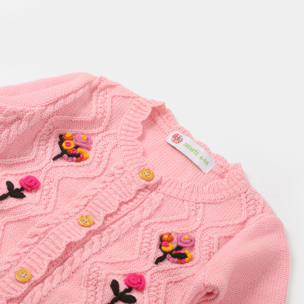 Infant Girls Winter Romper Flowers-Peach