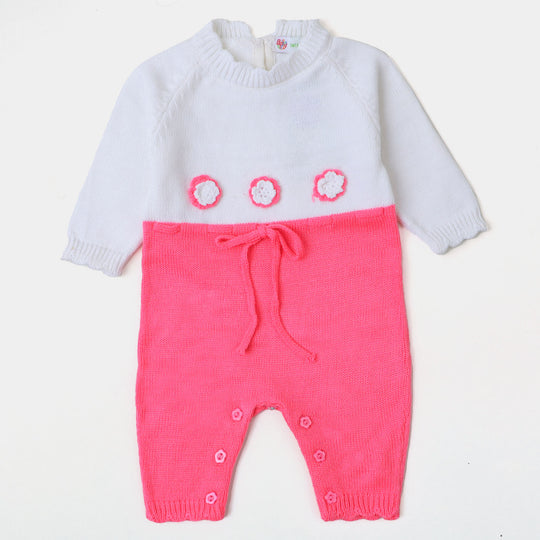 Infant Girls Winter Romper - Pink/White
