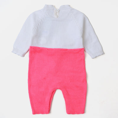Infant Girls Winter Romper - Pink/White