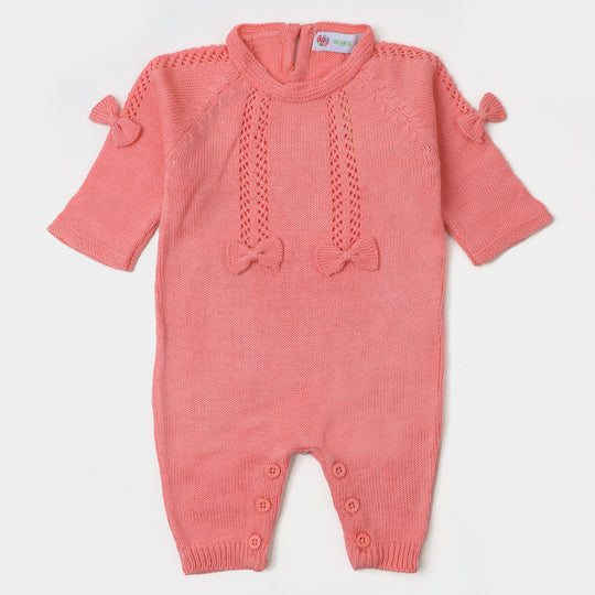 infant Girls Winter Romper - Peach
