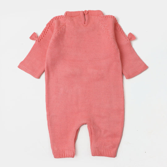infant Girls Winter Romper - Peach