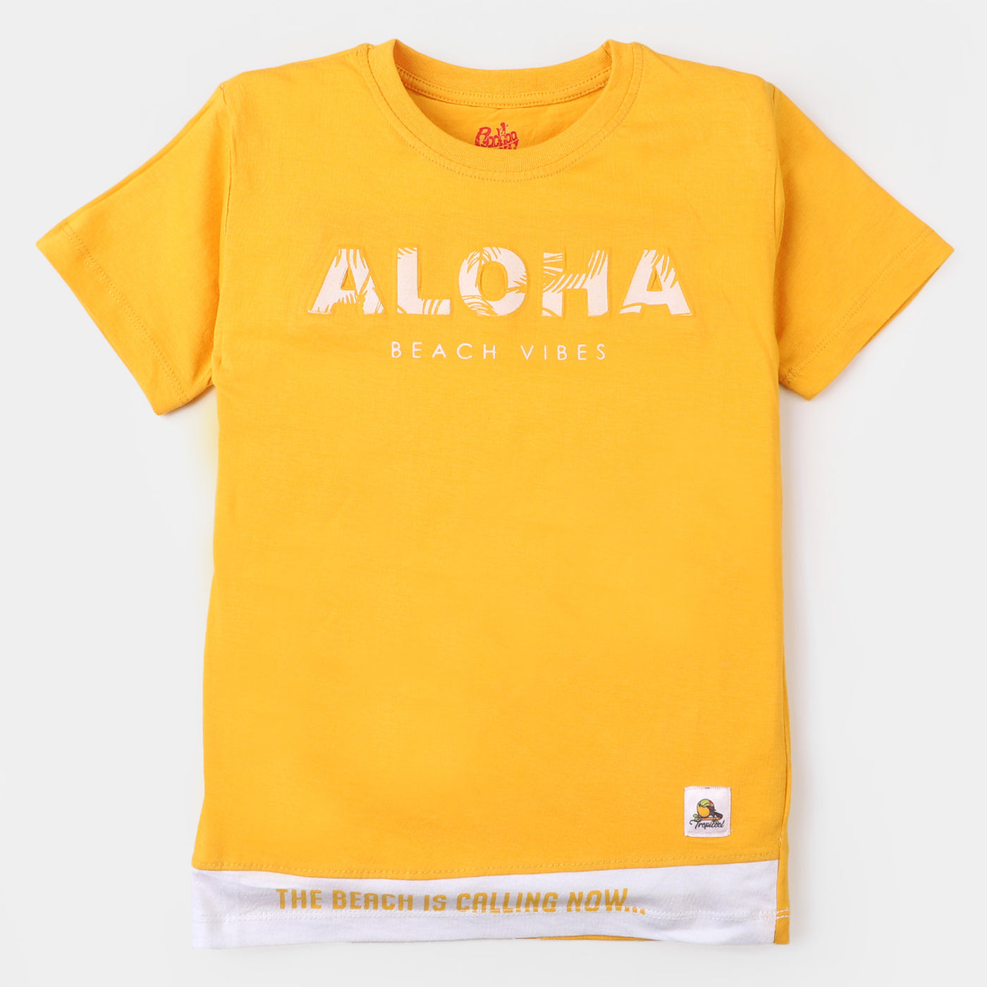 Boys Cotton T-Shirt H/S Beach Vibes - Yellow