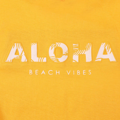 Boys Cotton T-Shirt H/S Beach Vibes - Yellow