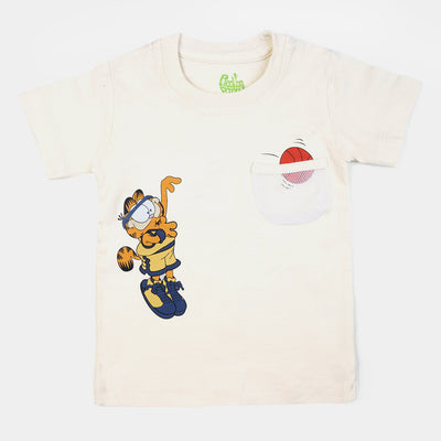 Infant Boys Cotton T-Shirt Character - Cream